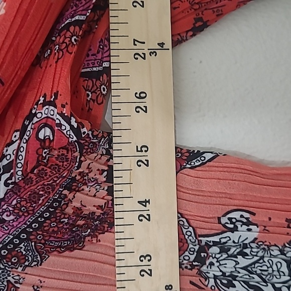 Beaded Paisley Ombre Bandana Print Tunic Top Long Loose Sleeve Bohemian V Neck - Picture 6 of 9